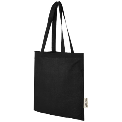 Picture of MADRAS 140 G & M2 GRS RECYCLED COTTON TOTE BAG 7L in Solid Black.