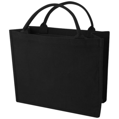 Picture of PAGE 500 G & M² AWARE™ RECYCLED BOOK TOTE BAG in Solid Black.