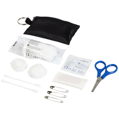 Picture of VALDEMAR 16-PIECE FIRST AID KEYRING POUCH in Solid Black.