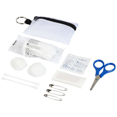 Picture of VALDEMAR 16-PIECE FIRST AID KEYRING POUCH in White.