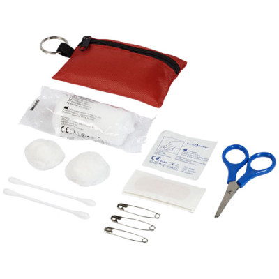 Picture of VALDEMAR 16-PIECE FIRST AID KEYRING POUCH in Red