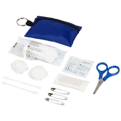 Picture of VALDEMAR 16-PIECE FIRST AID KEYRING POUCH in Royal Blue.