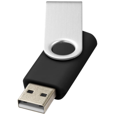 Picture of ROTATE-BASIC 2GB USB FLASH DRIVE in Solid Black & Silver.