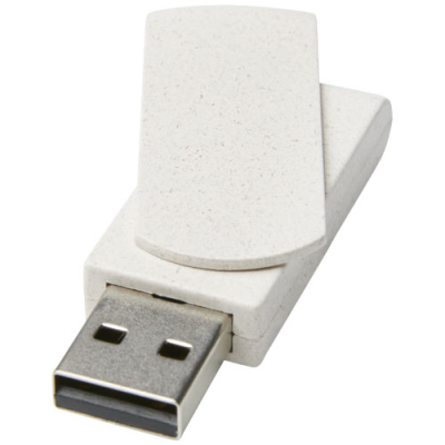 Picture of ROTATE 8GB WHEAT STRAW USB FLASH DRIVE in Beige.