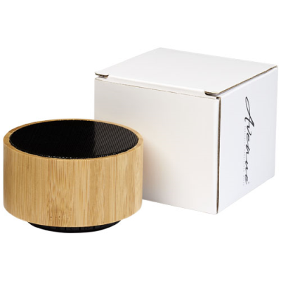 Picture of COSMOS BAMBOO BLUETOOTH® SPEAKER in Natural & Solid Black.