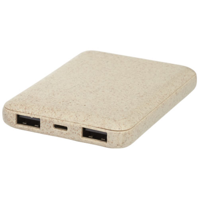 Picture of ASAMA 5000 MAH WHEAT STRAW POWER BANK in Beige.