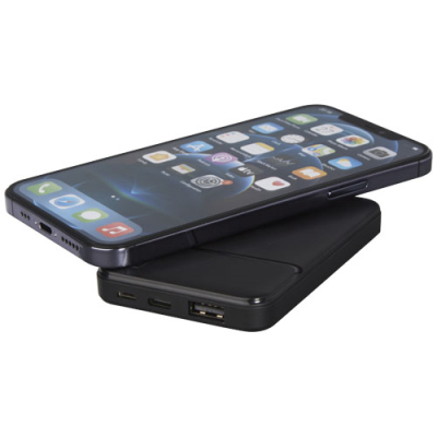 Picture of LOOP 5000 MAH RECYCLED PLASTIC POWER BANK in Solid Black.