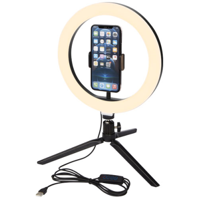 Picture of STUDIO RING LIGHT FOR SELFIES AND VLOGGING with Mobile Phone Holder & Tripod in Solid Black