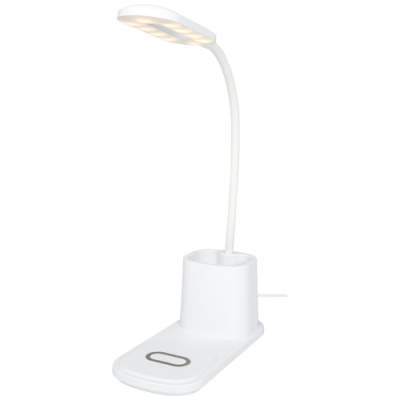 Picture of BRIGHT DESK LAMP AND ORGANIZER with Cordless Charger in White.