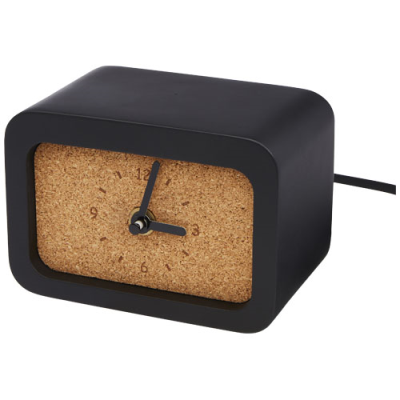 Picture of MOMENTO CORDLESS LIMESTONE CHARGER DESK CLOCK in Solid Black.