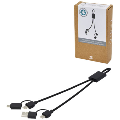 Picture of CONNECT 6-IN-1 45W RCS RECYCLED ALUMINIUM METAL FAST CHARGER CABLE in Solid Black.