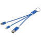 Picture of METAL 4-IN-1 RECYCLED ALUMINIUM METAL CHARGER CABLE with Keyring Chain
