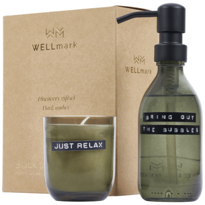 Picture of WELLMARK DISCOVERY 200 ML HAND SOAP DISPENSER AND 150 G SCENTED CANDLE SET - DARK AMBER FRAGRANCE