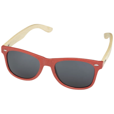 Picture of SUN RAY BAMBOO SUNGLASSES in Red.