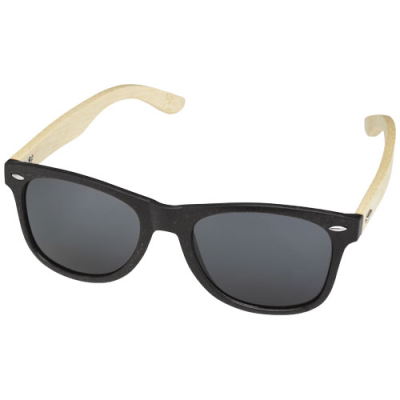 Picture of SUN RAY BAMBOO SUNGLASSES in Solid Black.