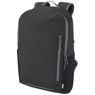 Picture of AQUA 15 INCH GRS RECYCLED WATER RESISTANT LAPTOP BACKPACK RUCKSACK 21L in Solid Black