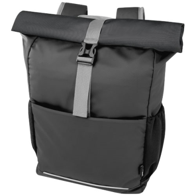 Picture of AQUA 15 INCH GRS RECYCLED WATER RESISTANT ROLL-TOP BICYCLE BAG 20L in Solid Black