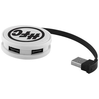Picture of ROUND 4-PORT USB HUB in White Solid-black Solid