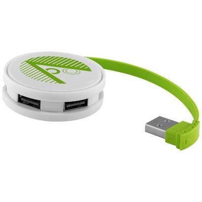 Picture of ROUND 4-PORT USB HUB in White Solid-lime