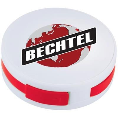 Picture of ROUND 4-PORT USB HUB in White Solid-red