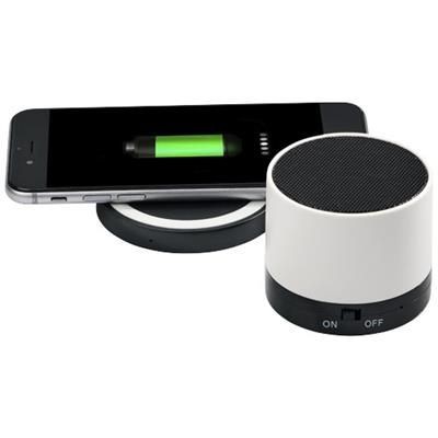 Picture of COSMIC BLUETOOTH® SPEAKER AND CORDLESS CHARGER PAD in White Solid