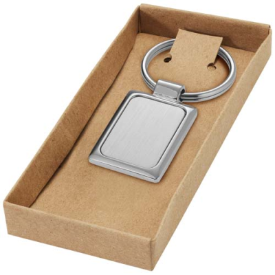 Picture of SERGIO RECTANGULAR METAL KEYRING CHAIN in Silver.