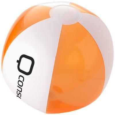Picture of BONDI SOLID AND CLEAR TRANSPARENT BEACH BALL in Clear Transparent Orange-white Solid