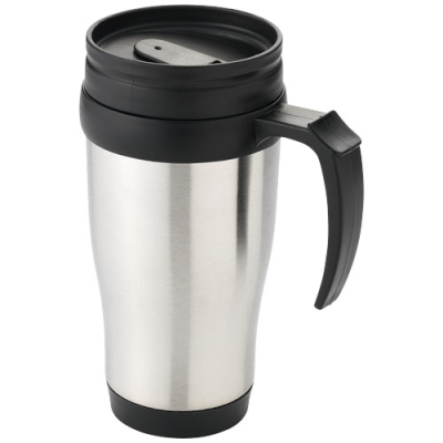 Picture of SANIBEL 400 ML THERMAL INSULATED MUG in Silver & Solid Black.