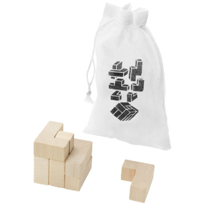 Picture of SOLFEE WOOD SQUARES BRAIN TEASER with Pouch in Natural.