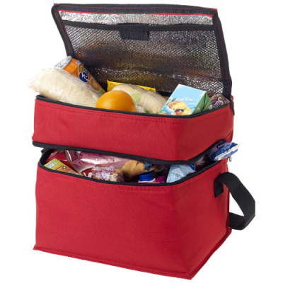 Picture of OSLO 2-ZIPPERED COMPARTMENTS COOL BAG 13L in Red.