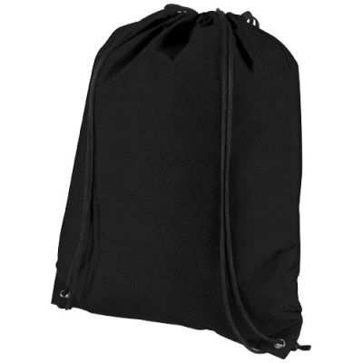 EVERGREEN NON-WOVEN DRAWSTRING BACKPACK RUCKSACK 5L in Solid Black.