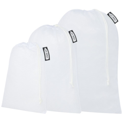 Picture of SET OF 3 RECYCLED POLYESTER GROCERY BAGS in White.