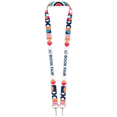 Picture of LEIA SUBLIMATION RPET LANYARD with 2 Keyrings in White.