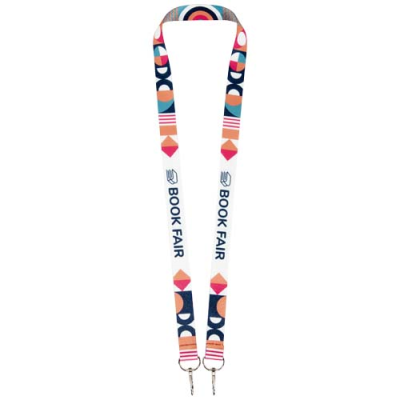 Picture of LEIA SUBLIMATION RPET LANYARD with 2 Keyrings in White.