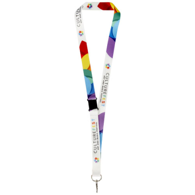 Picture of LOIS SUBLIMATION RPET LANYARD with Safety Buckle in White.