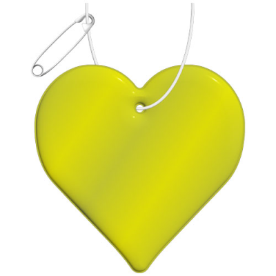 Picture of RFX™ H-09 HEART REFLECTIVE PVC HANGER in Neon Fluorescent Yellow.