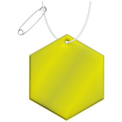 Picture of RFX™ H-12 HEXAGON REFLECTIVE PVC HANGER in Neon Fluorescent Yellow.