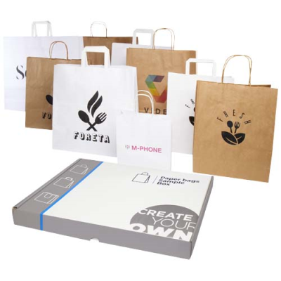 Picture of KRAFT PAPER BAGS SAMPLE BOX in White.