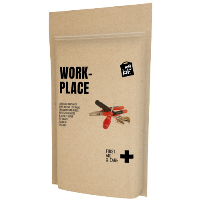 Picture of MYKIT WORKPLACE FIRST AID KIT with Paper Pouch in Kraft Brown.