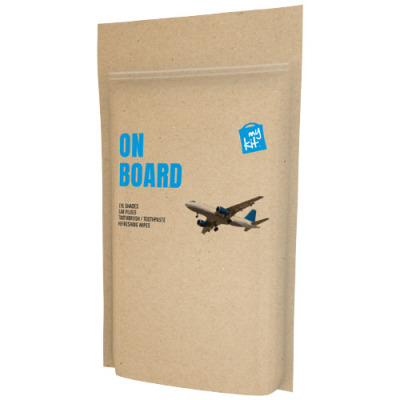 Picture of MYKIT ON BOARD TRAVEL SET with Paper Pouch in Kraft Brown.