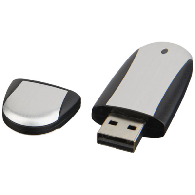 Picture of USB STICK OVAL in Solid Black & Silver.