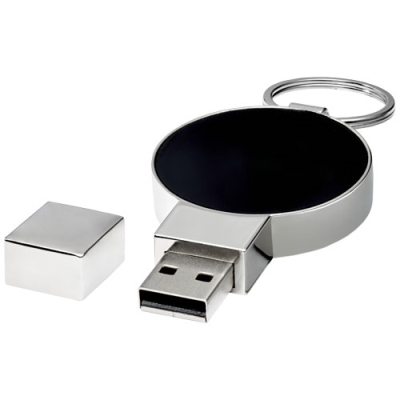 Picture of ROUND LIGHT-UP USB in Blue & Solid Black & Silver.