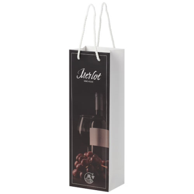 HANDMADE 170 G & M2 INTEGRA PAPER WINE BOTTLE BAG with Plastic Handles .