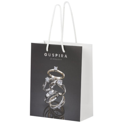 Picture of HANDMADE 170 G & M2 INTEGRA PAPER BAG with Plastic Handles - Medium in White.