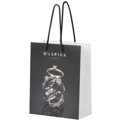 Picture of HANDMADE 170 G & M2 INTEGRA PAPER BAG with Plastic Handles - Medium in White & Solid Black.