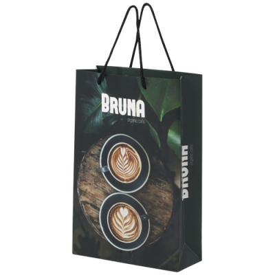 Picture of HANDMADE 170 G & M2 INTEGRA PAPER BAG with Plastic Handles - Large in White & Solid Black.
