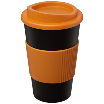 Picture of AMERICANO® 350 ML THERMAL INSULATED TUMBLER with Grip in Solid Black & Orange.