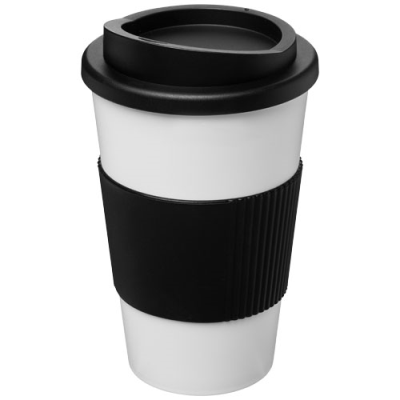 Picture of AMERICANO® 350 ML THERMAL INSULATED TUMBLER with Grip in White & Solid Black.