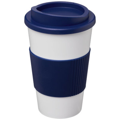 Picture of AMERICANO® 350 ML THERMAL INSULATED TUMBLER with Grip in White & Blue.