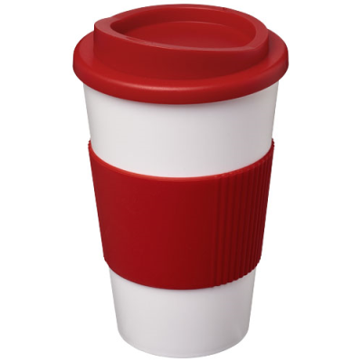Picture of AMERICANO® 350 ML THERMAL INSULATED TUMBLER with Grip in White & Red